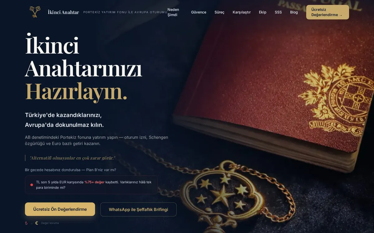 İkinci Anahtar — snímka úvodnej stránky